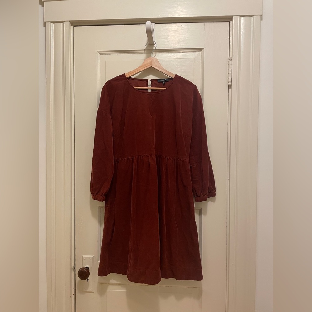 Madewell Corduroy Relaxed Mini Dress - Rusted Burgundy - Medium